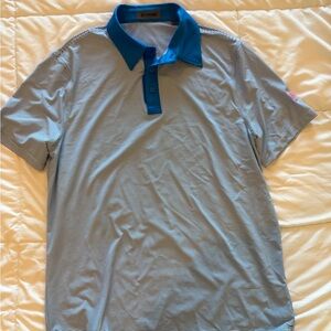 G/FORE Blue and White Striped Polo Shirt